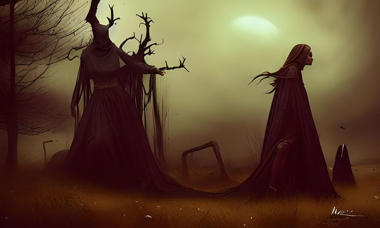 Pendle Witches in Digital Matte Painting Style