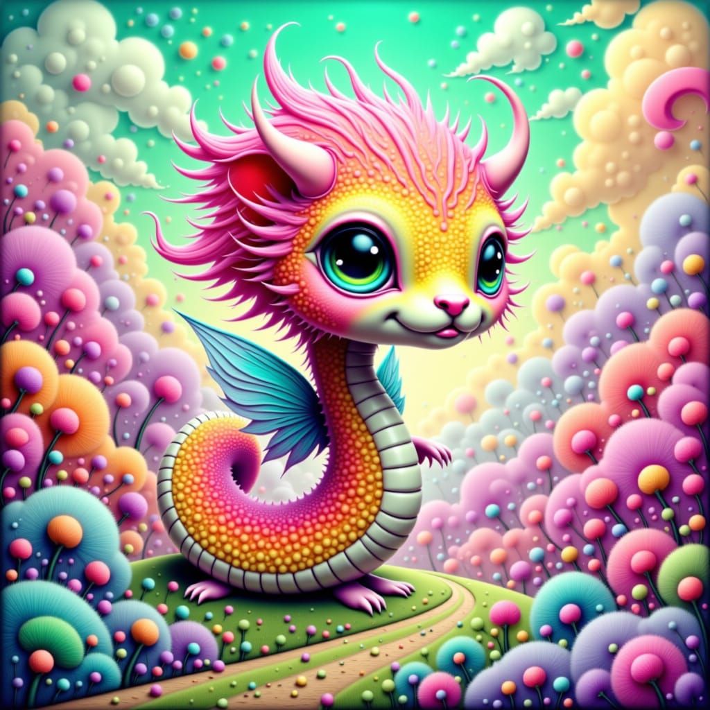 Furry Snake Slithers Through a Dreamlike Landscape