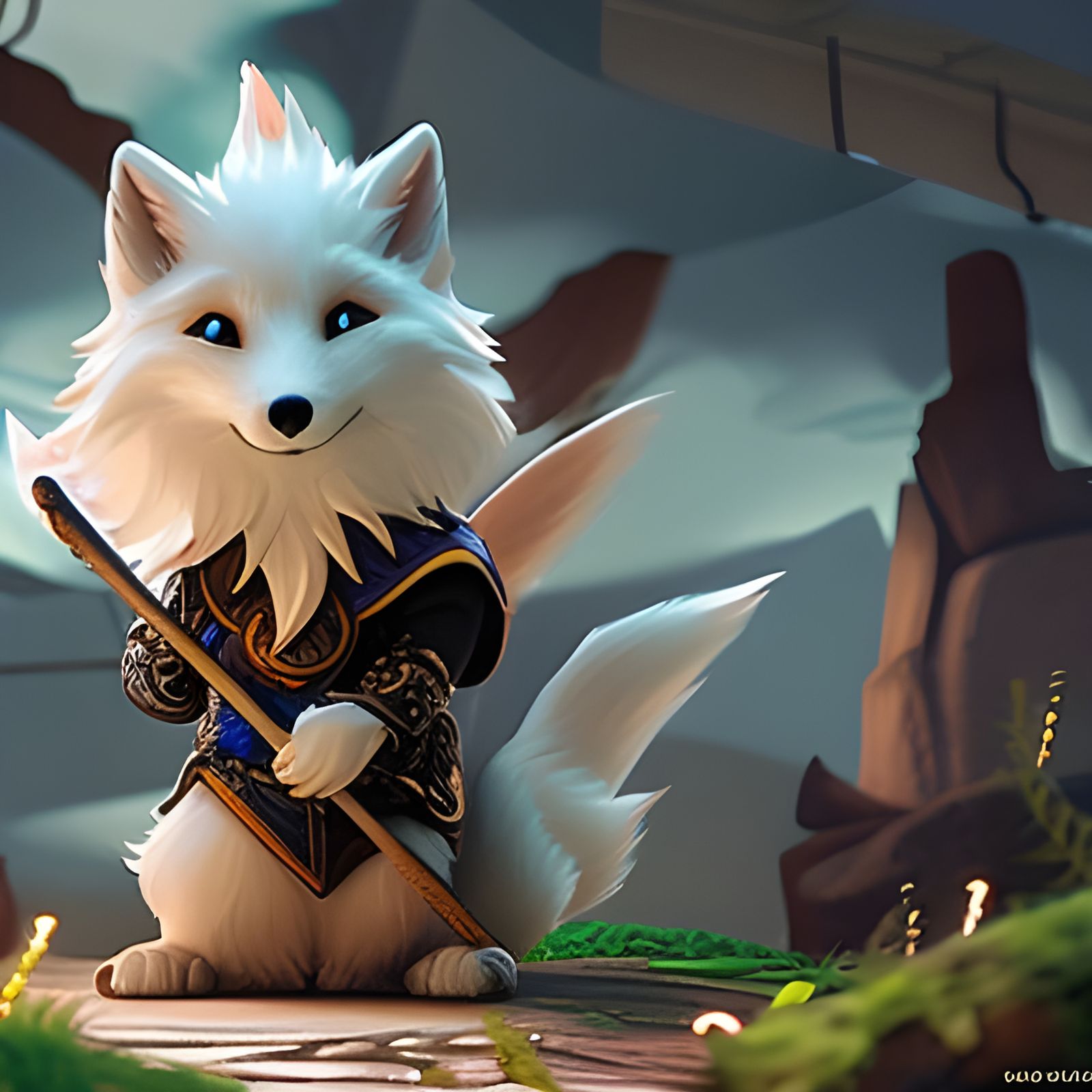 Pixar-style Fox Gnome Sorcerer in 3D
