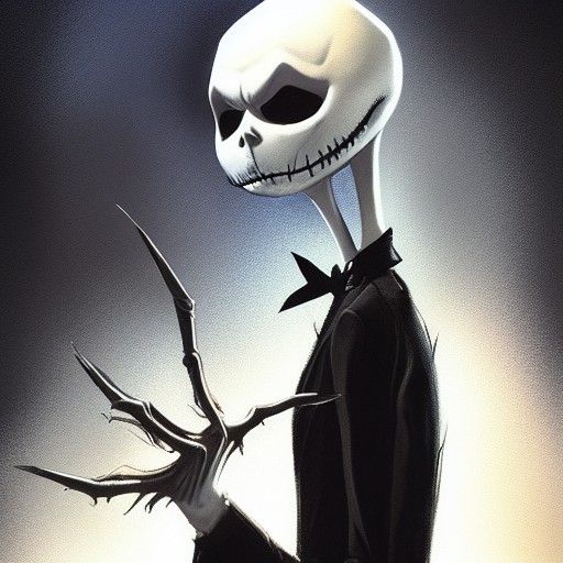 Sinister Jack Skellington in Dark Fantasy Style