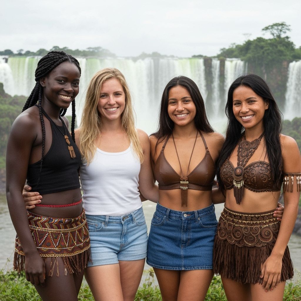 Diverse Women United at Iguazu Falls: a Photorealistic Portr...
