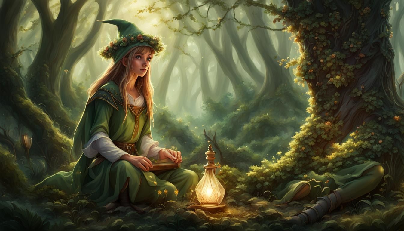 Elves Casting Spells in Enchanted Forest
