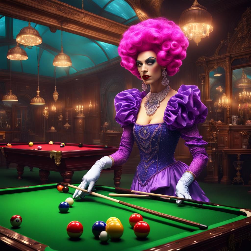 Extravagant Drag Queen Plays Snooker: Fantasy Concept Art