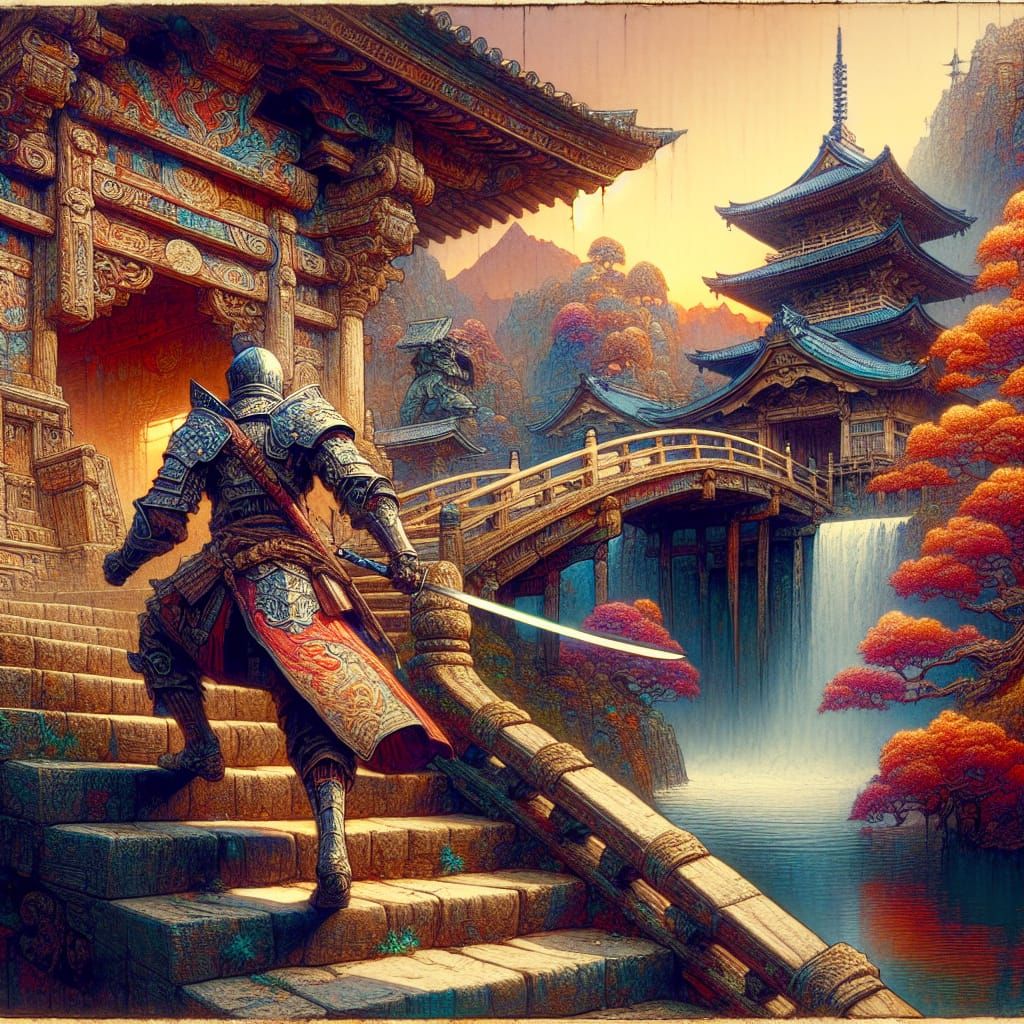 Medieval Knight Ascends Shinto Temple