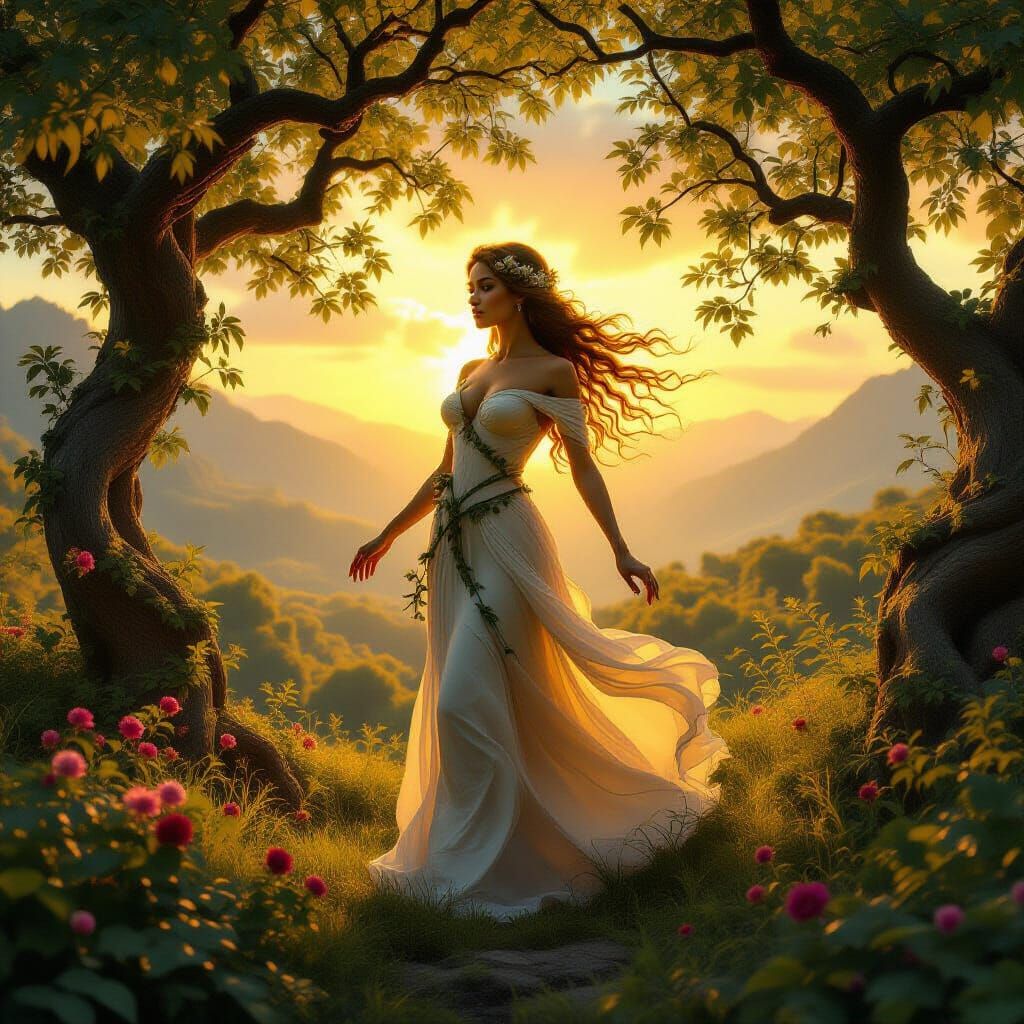 Nature Goddess Shields Landscape from Calamity