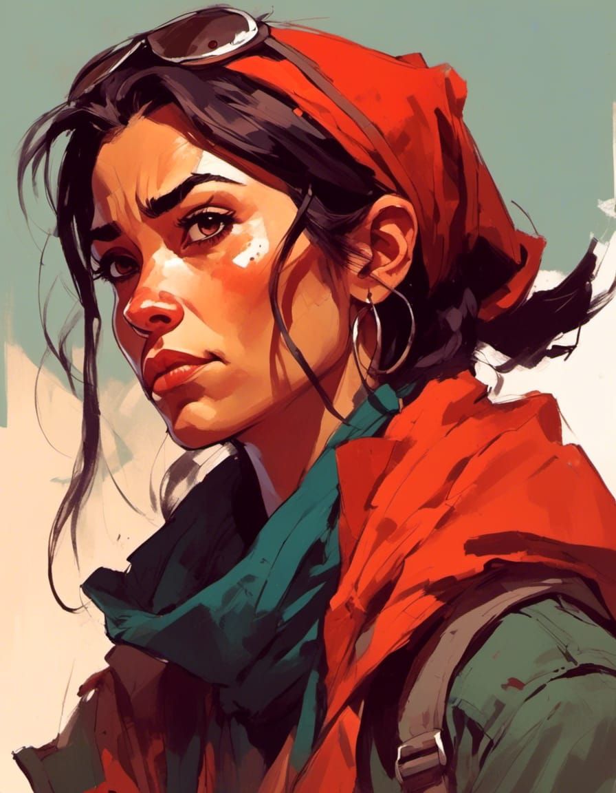 Candid Portrait of Turkish-Swedish Woman in Comic Style