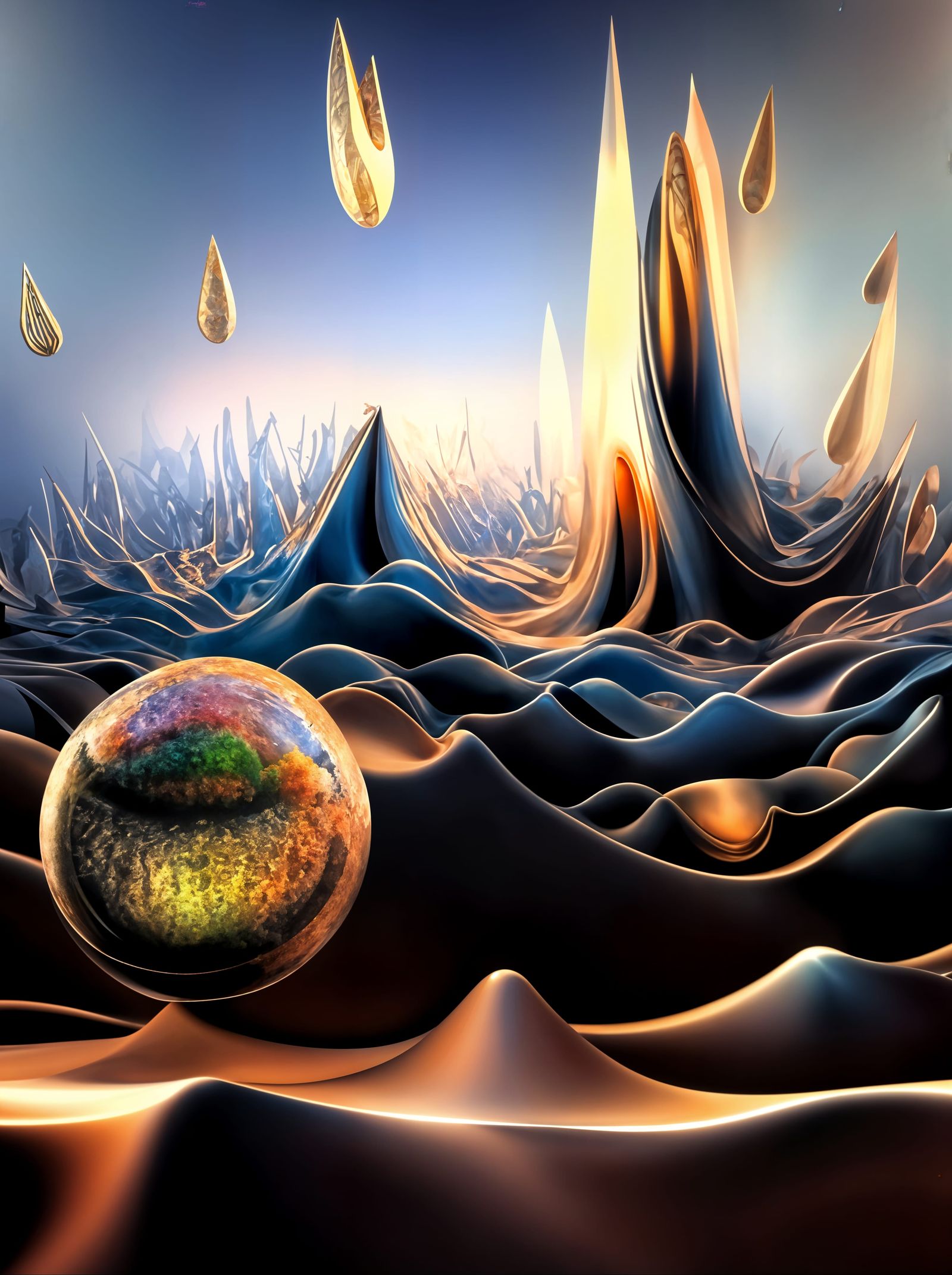 Geometric Abstract in Hyperreal Polychromatic Painting