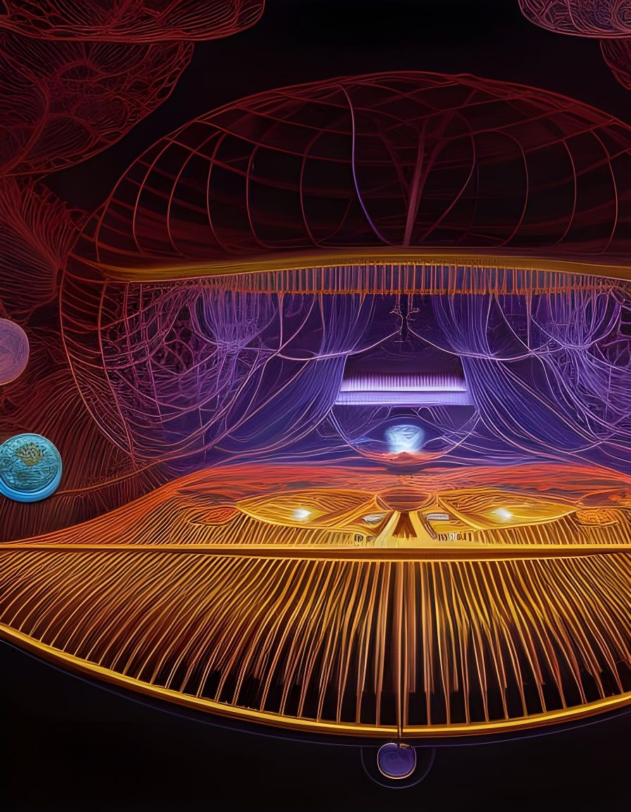 Bioluminescent Piano in Grotesque Whimsical Style