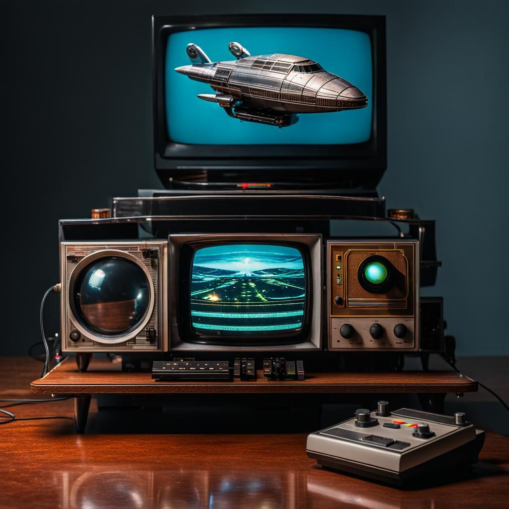 a vintage flight simulator