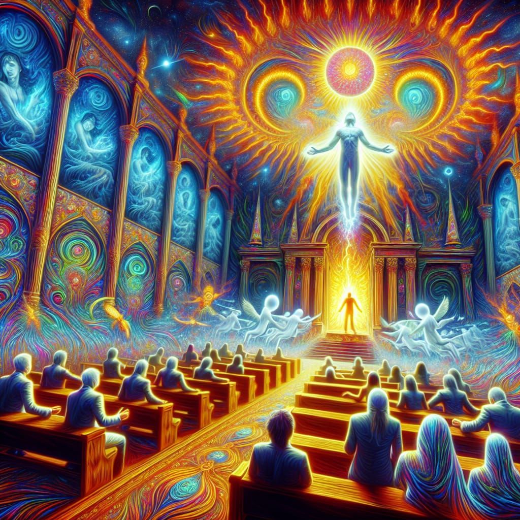 Psychedelic Revelation in a Sanctuary: Hypersurrealistic Sce...