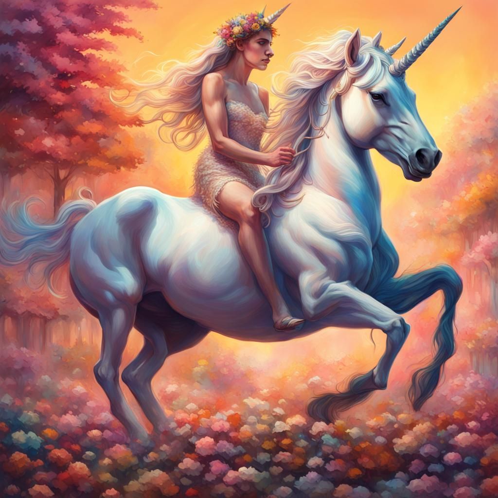 Unicorn and Centaur Wedding: Hyperrealistic Splash Art