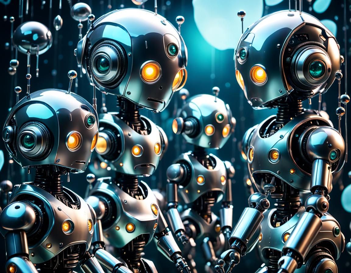 Baby Robots Converse in Psychedelic Double Exposure