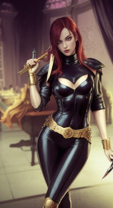 Confident Gothic Warrior in Fishnets