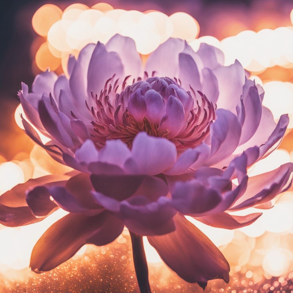 Luminous Peony Flower in Surreal Digital Art Style