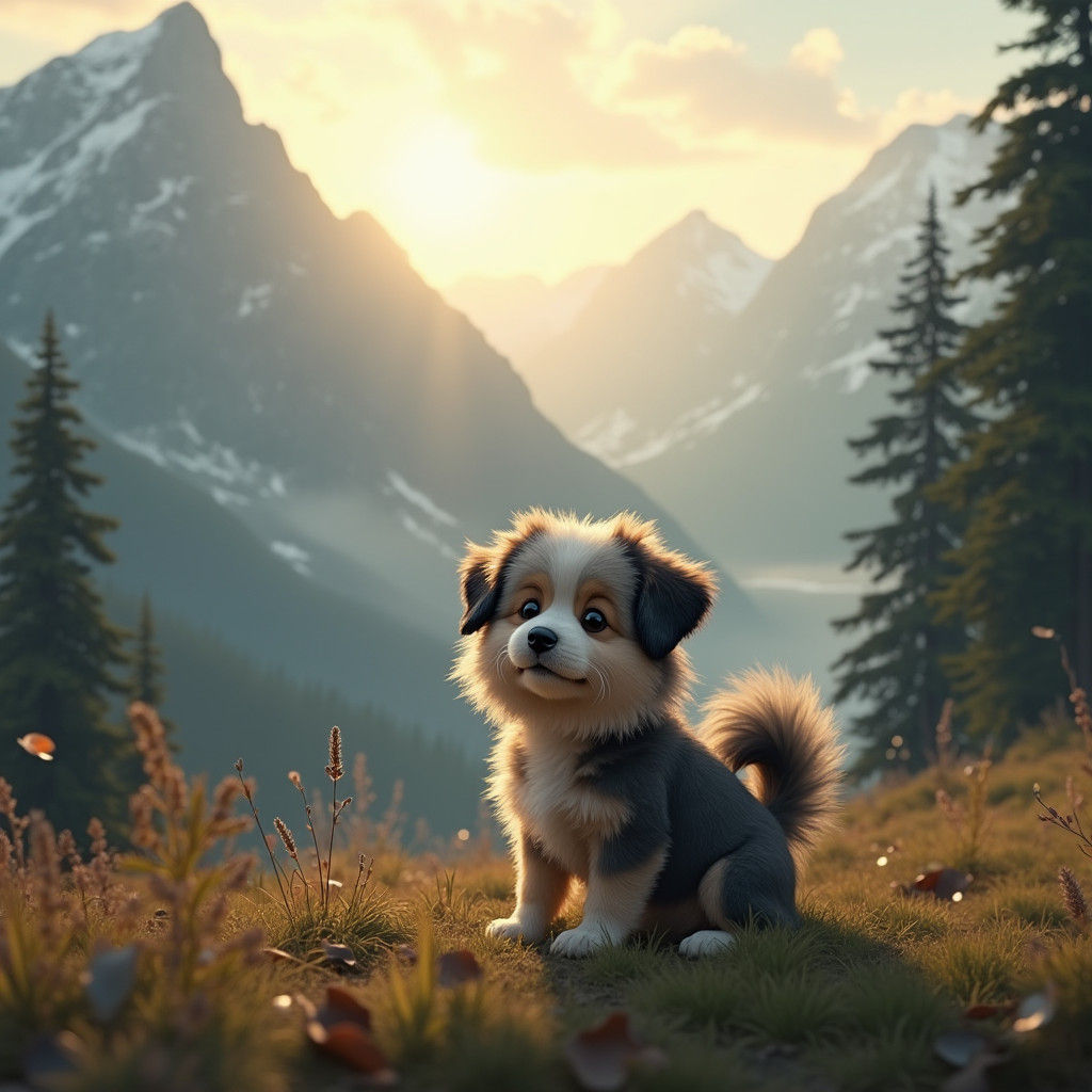 Charming Appenzeller Dog in Cinematic Mountain Landscape