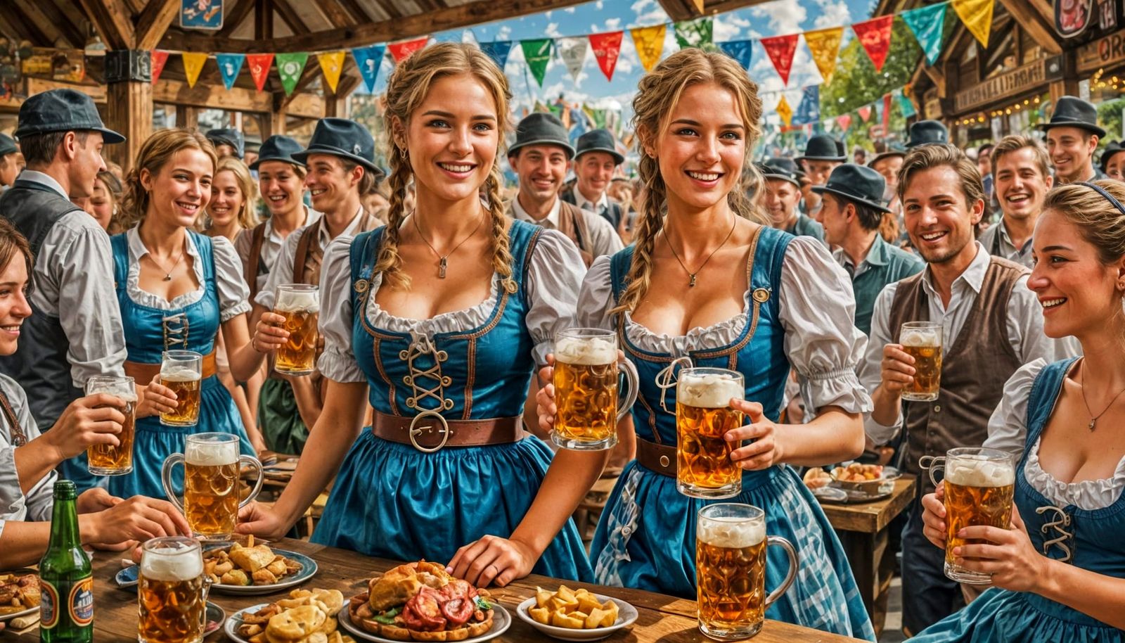 Oktoberfest Scene in Oil-Color Glazing Technique