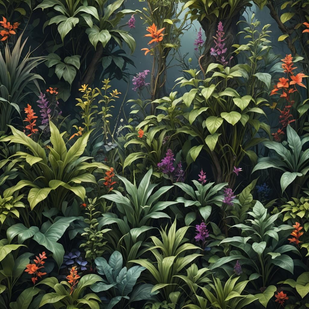 Fantastical Plants in Detailed Matte Painting