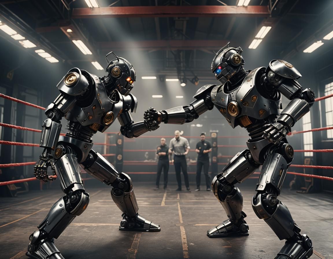Ultra-Realistic Robots Boxing in a Futuristic Ring