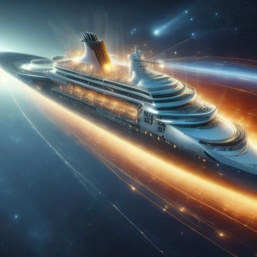 Space faring cruise ship, atmospheric reentry, gas giant<lora:Nanobotify:1.0>