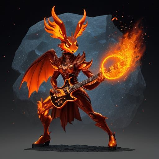 Radiant Fire Rabbit Idol with Burning Wings