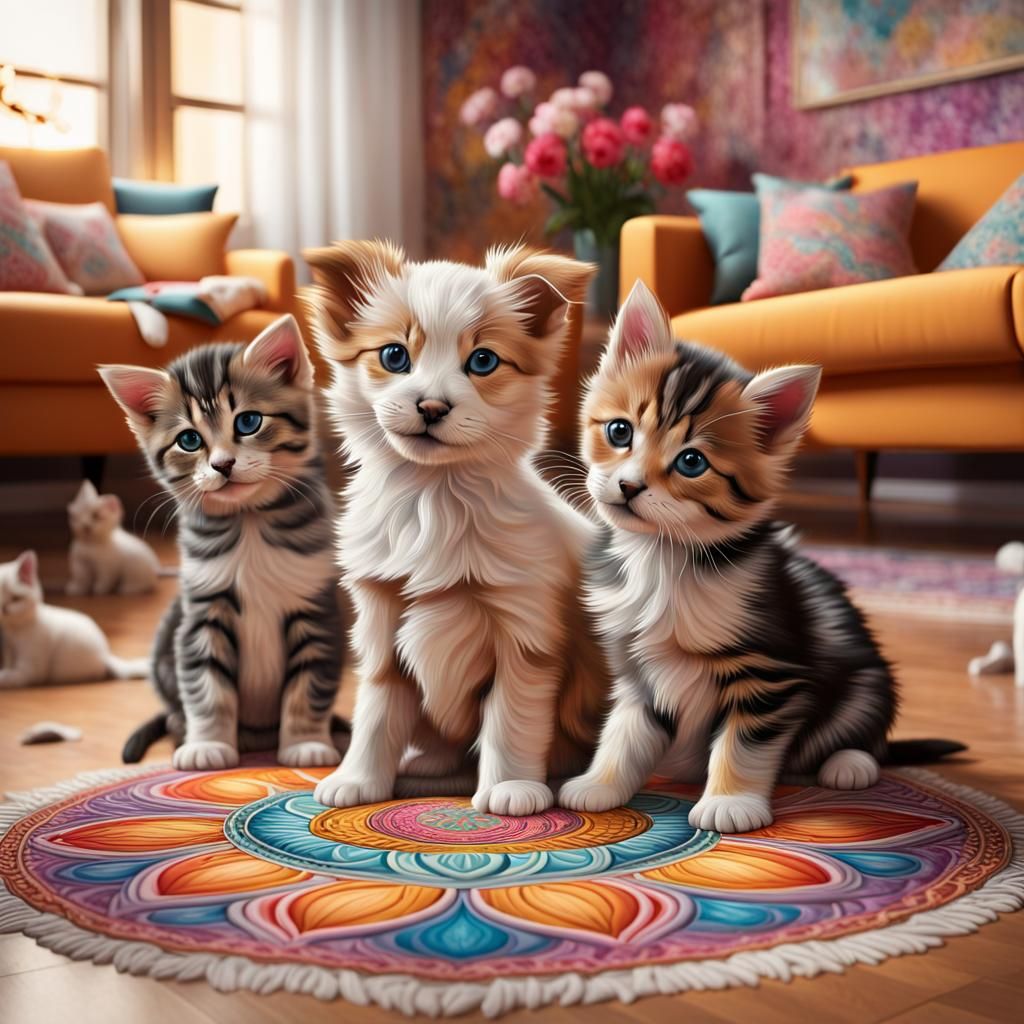 Puppies and kittens best friends