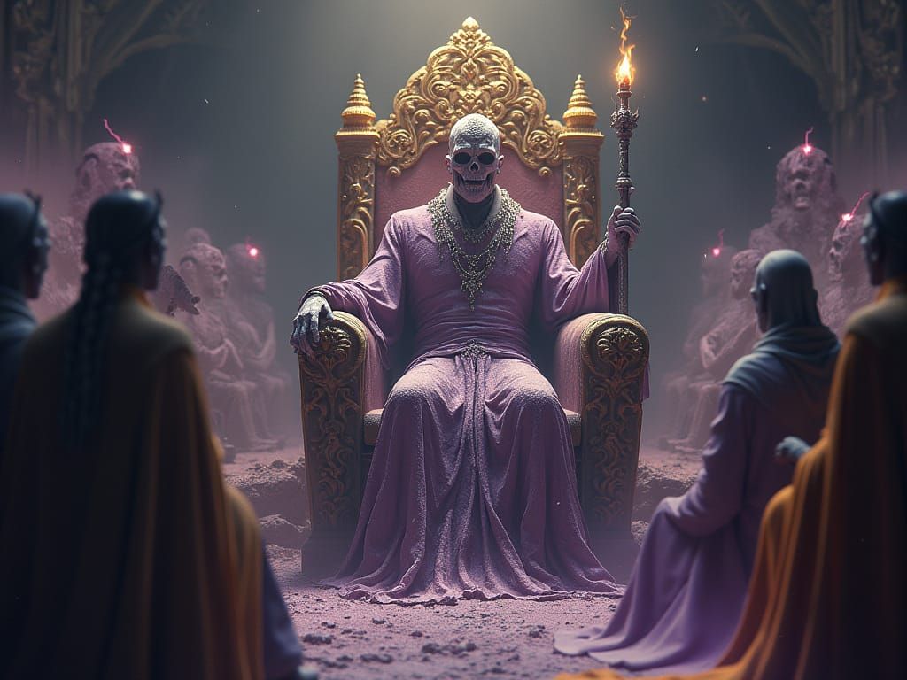 Bone Monarch on Star Throne with Light-Absorbing Scepter