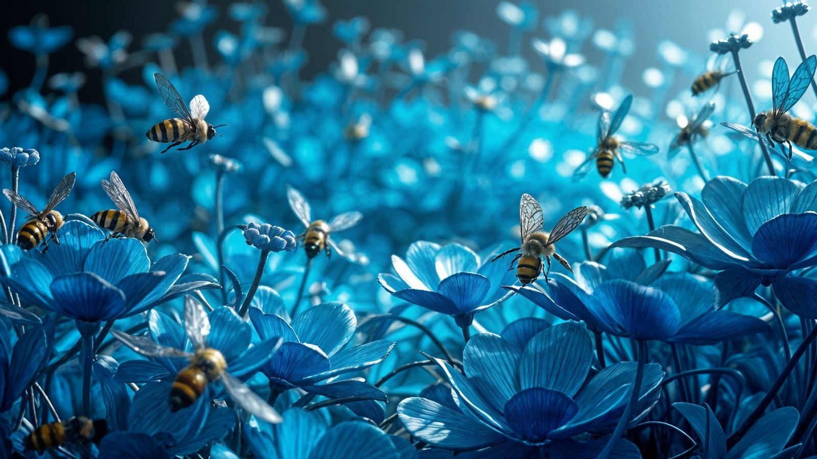 Shimmering Blue Metal Fantasy World