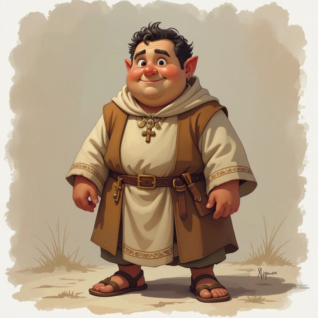 Halfling Priest in Pencil Sketch Style