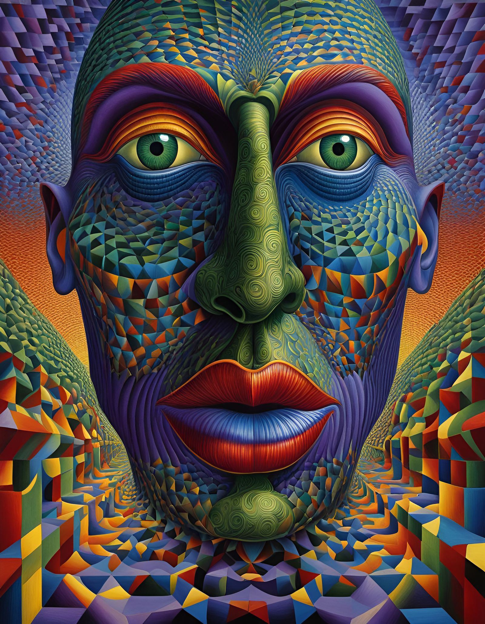 Surreal Optical Illusion in Multicolored Psychedelic Style