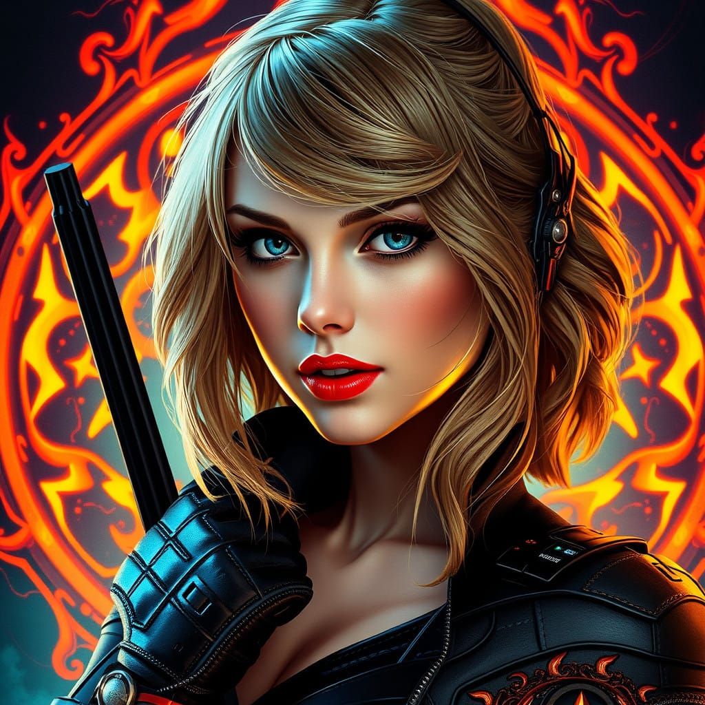 Elegant Black Widow Concept Art in Triadic Hues