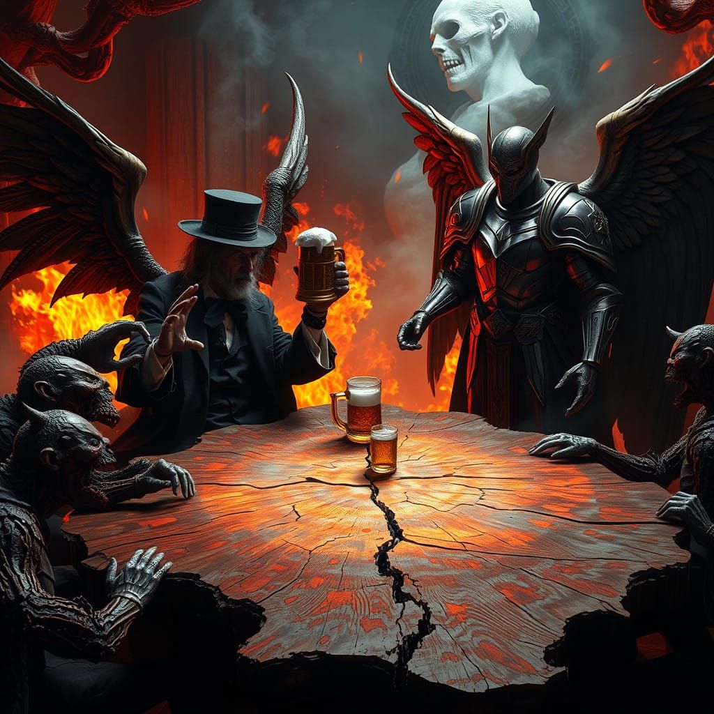 Lucifer Challenges Saint Michael to a Beer Drinking Contest...
