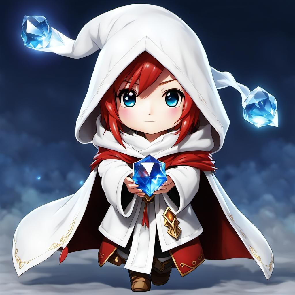 Chibi White Mage with Crystal in Final Fantasy Style