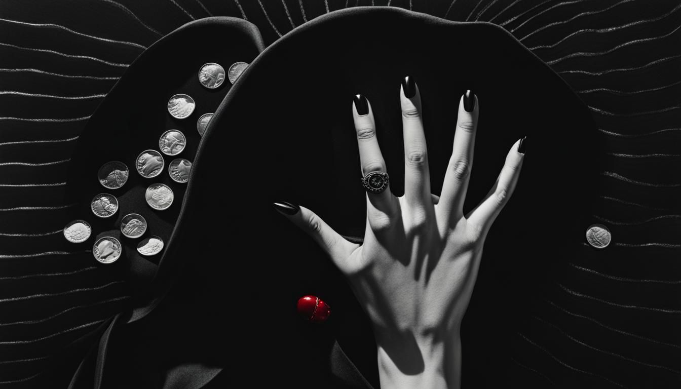 Among the waves gathering shells, coins, sea glass and gems  treasure that is spilling onto the dark shore from a wrecke...