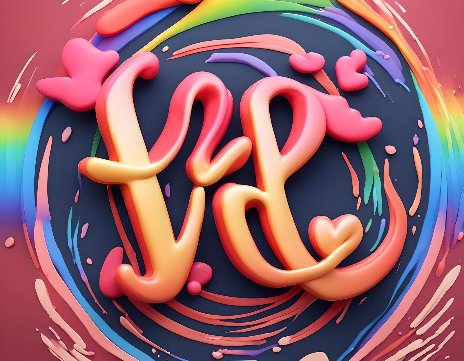 Rainbow Japanese Calligraphy Concept Art