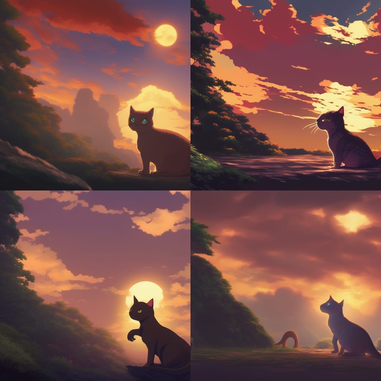 Dinosaur Cat in Studio Ghibli Anime Style