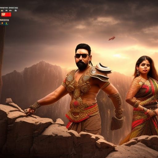 Tamil Action Film Scene: Detailed Matte Painting