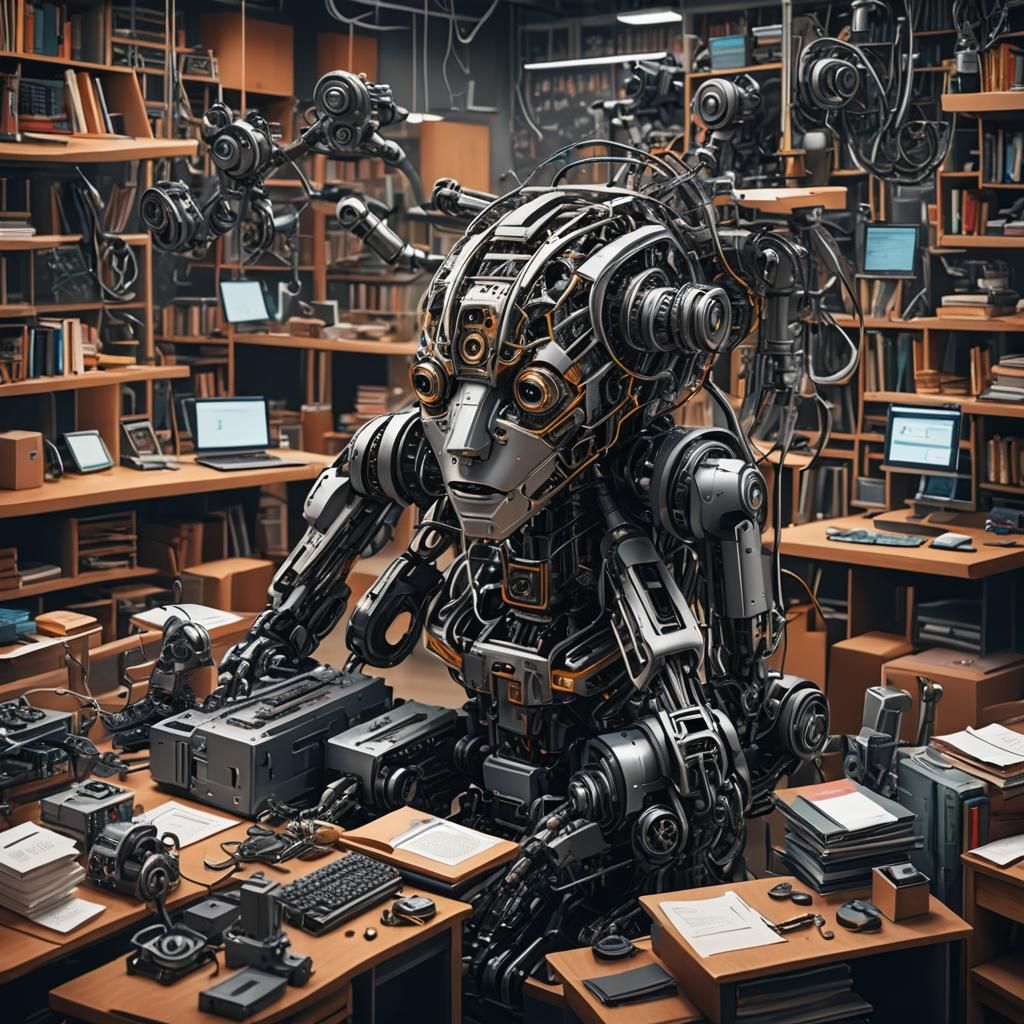 AI Automating Education Tasks in Hyperrealistic Style