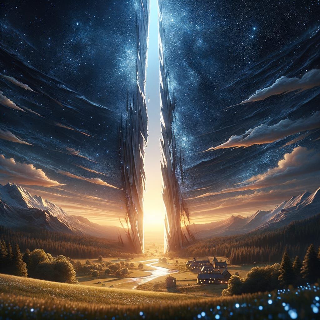 Epic Fantasy Sunset to Starry Night Sky in Ultra-Sharp Detai...