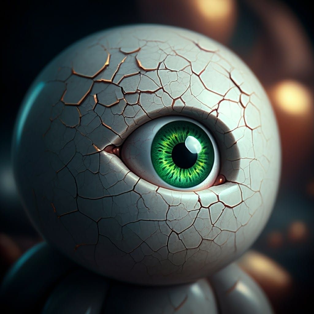 Cracked Porcelain Figurine in Macro Photography