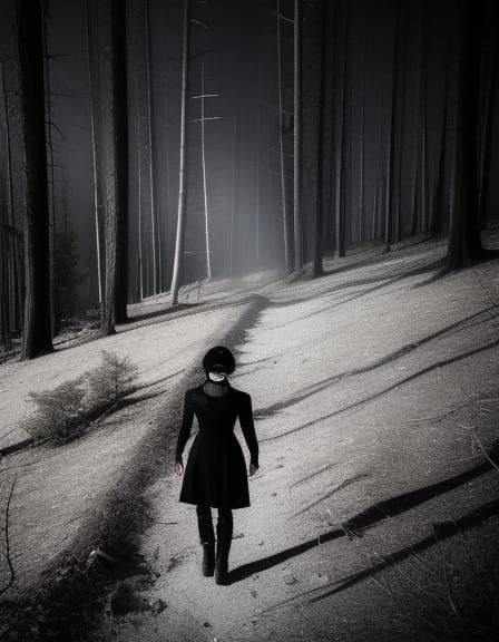 Ominous Post-Apocalyptic Landscape in Ink Drawing Style