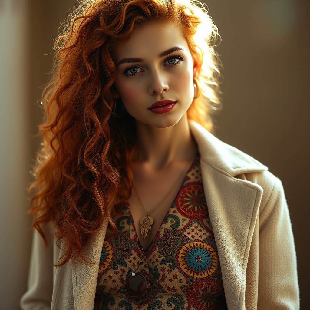 Chanel-Inspired Boho Chic Redhead Portrait