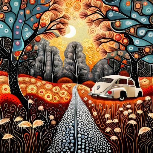 Fantasy Forest Garden with Abstract Patterns