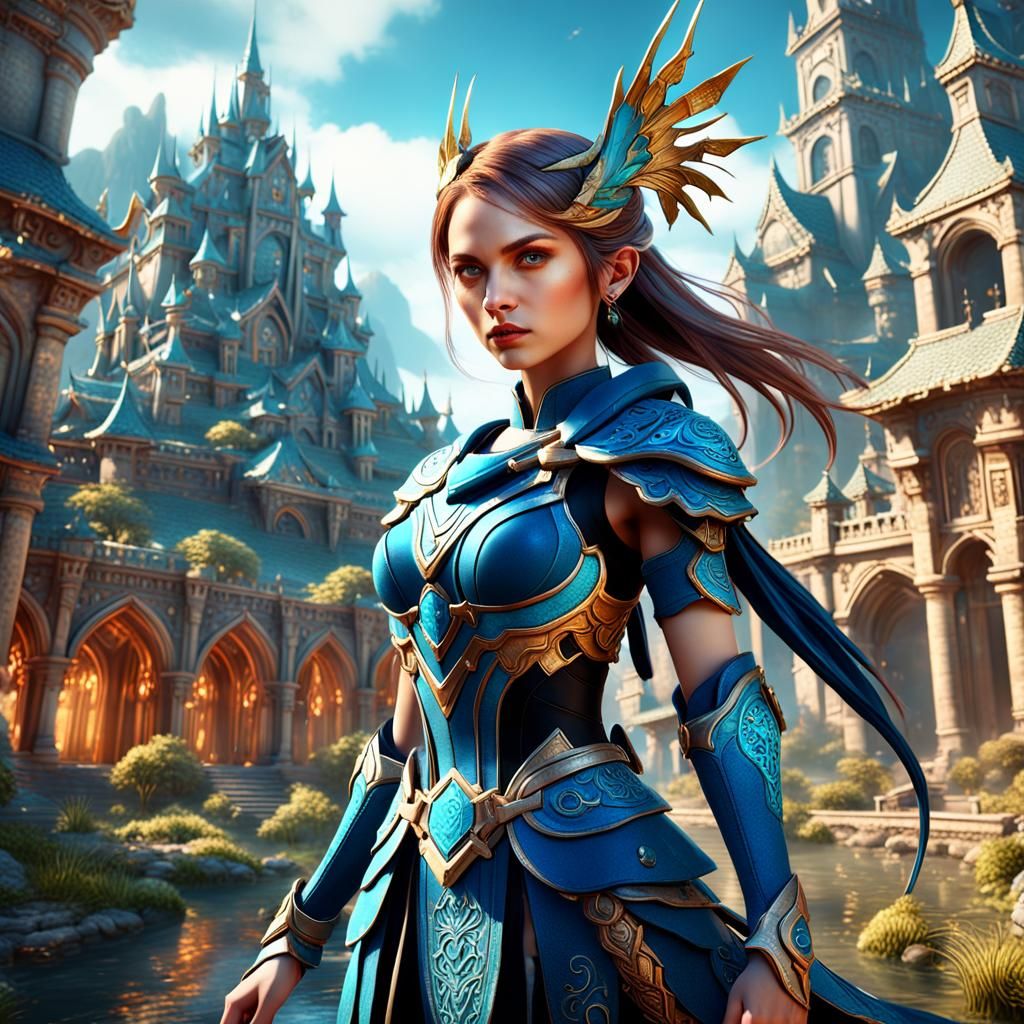 Attractive Female Model in Detailed Matte Painting