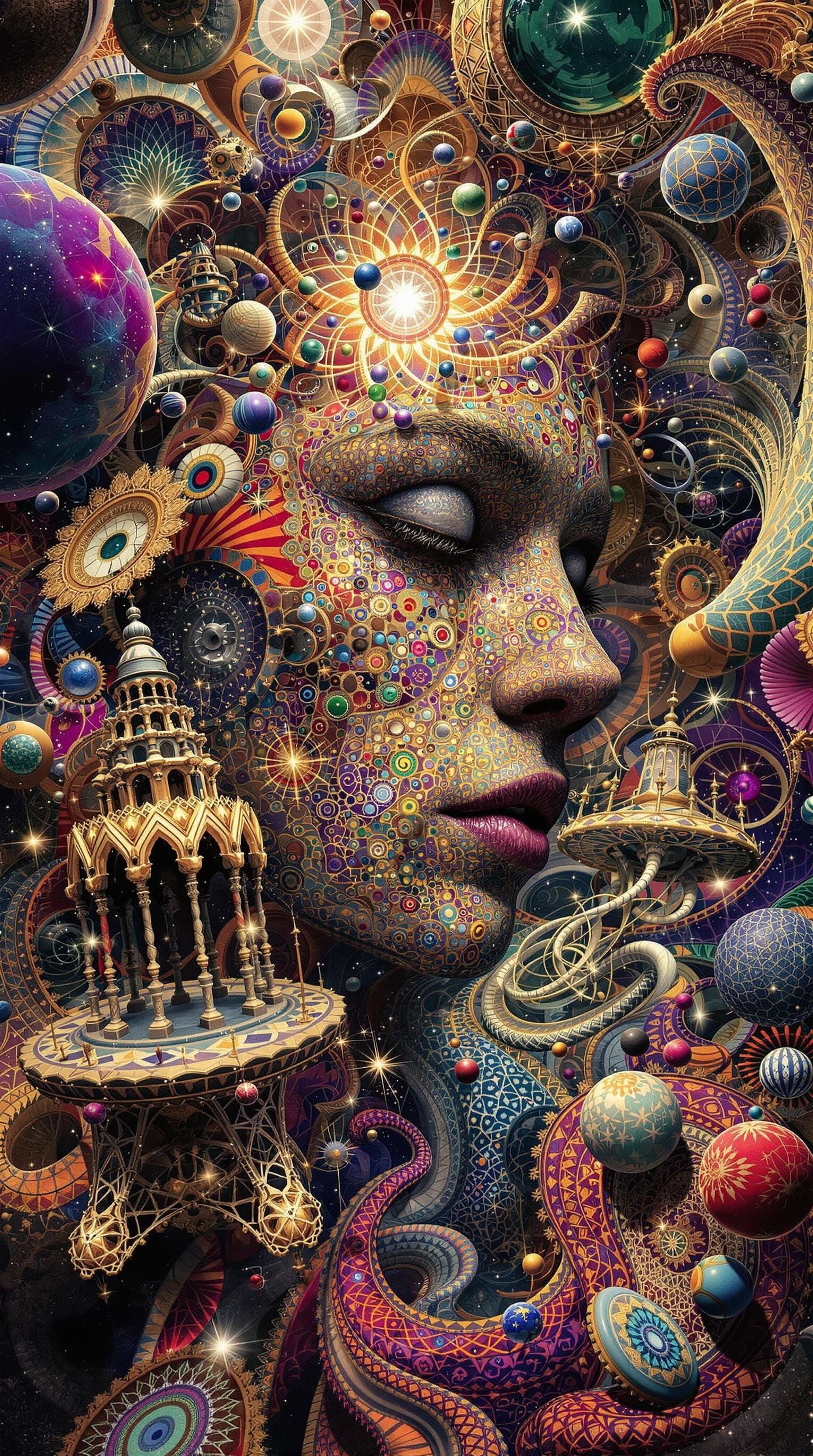 Surreal Megastructure with Hyperbolic Geometry and Paisley