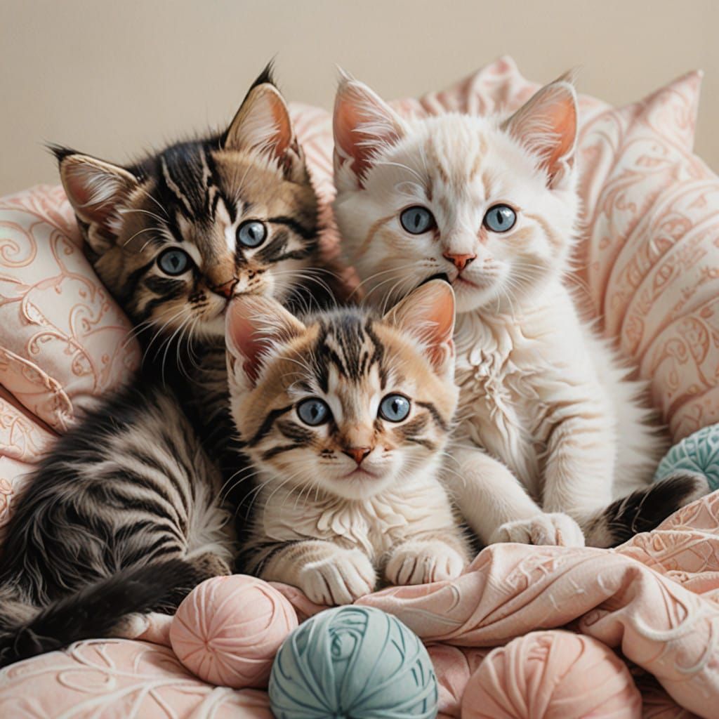 Whimsical Kittens in Dreamy Watercolor