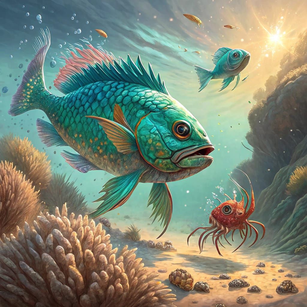 Iridescent Fish Outrun Crab in Thrilling Underwater Sprint