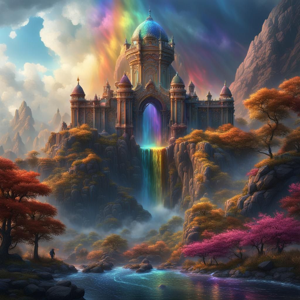 Fantastical Rainbow Splash Screen in Detailed Matte Painting