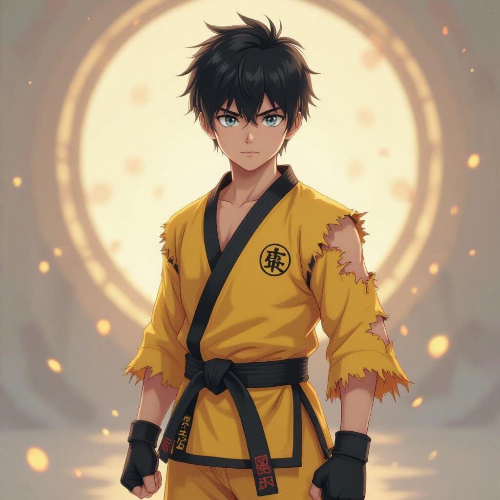 Impressionist Portrait of Martial Artist in Dramatic Lightin...