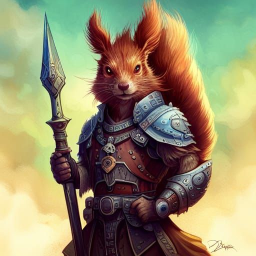 Anthropomorphic Squirrel Warrior in Detailed 3D Art