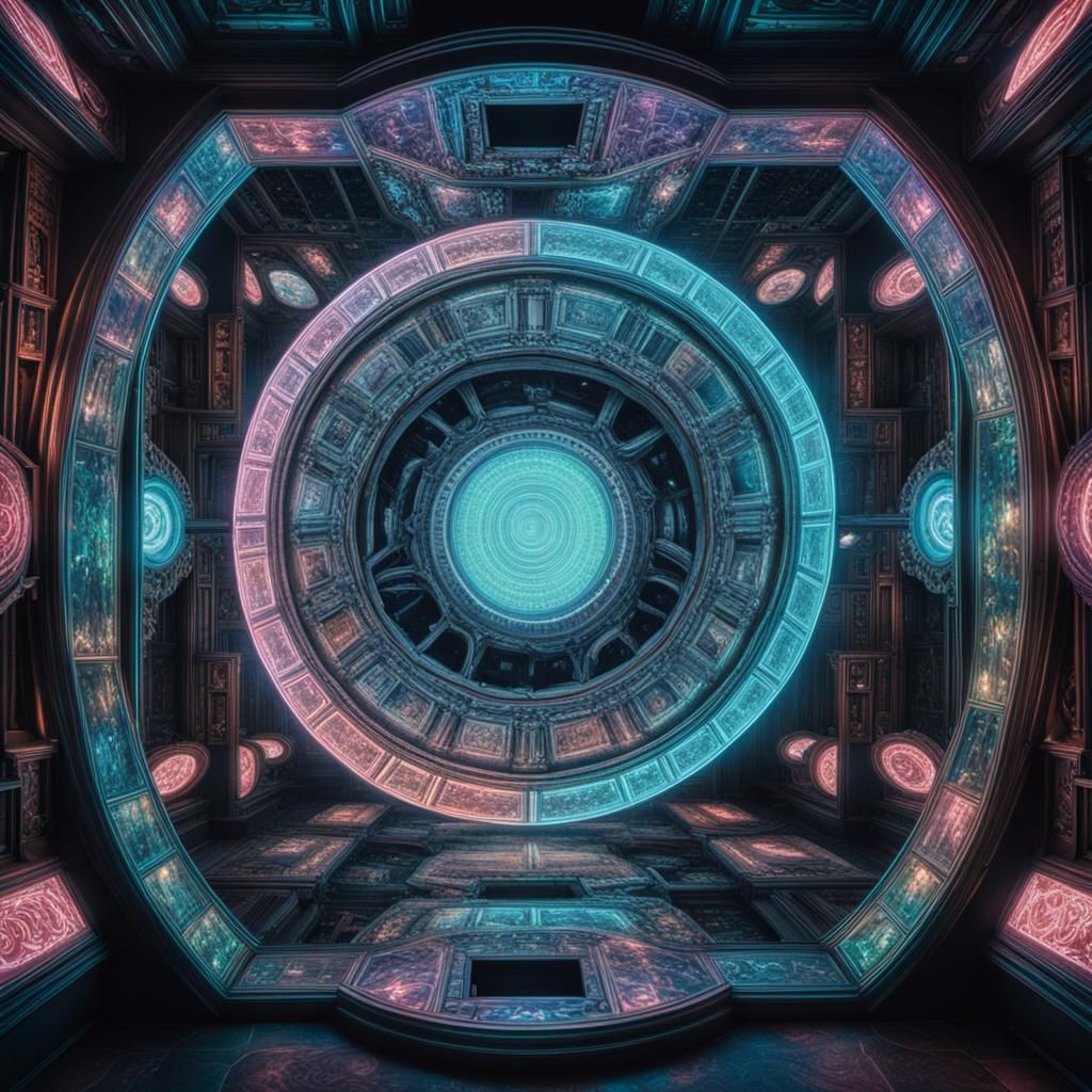 Space-Time Portal to Reincarnation in Cyberpunk Style